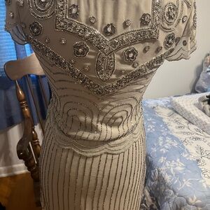 Gray and silver frock and frill sequin dress size 10